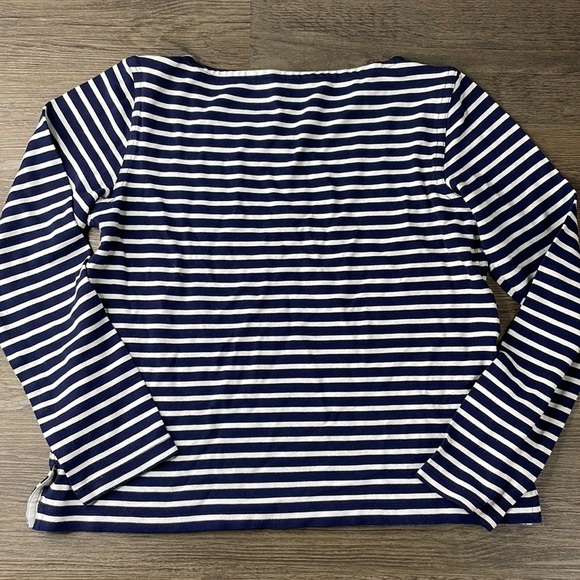 Theory Women’s Navy Blue And White Striped Long Sleeve Tee, size Small - Picture 8 of 8